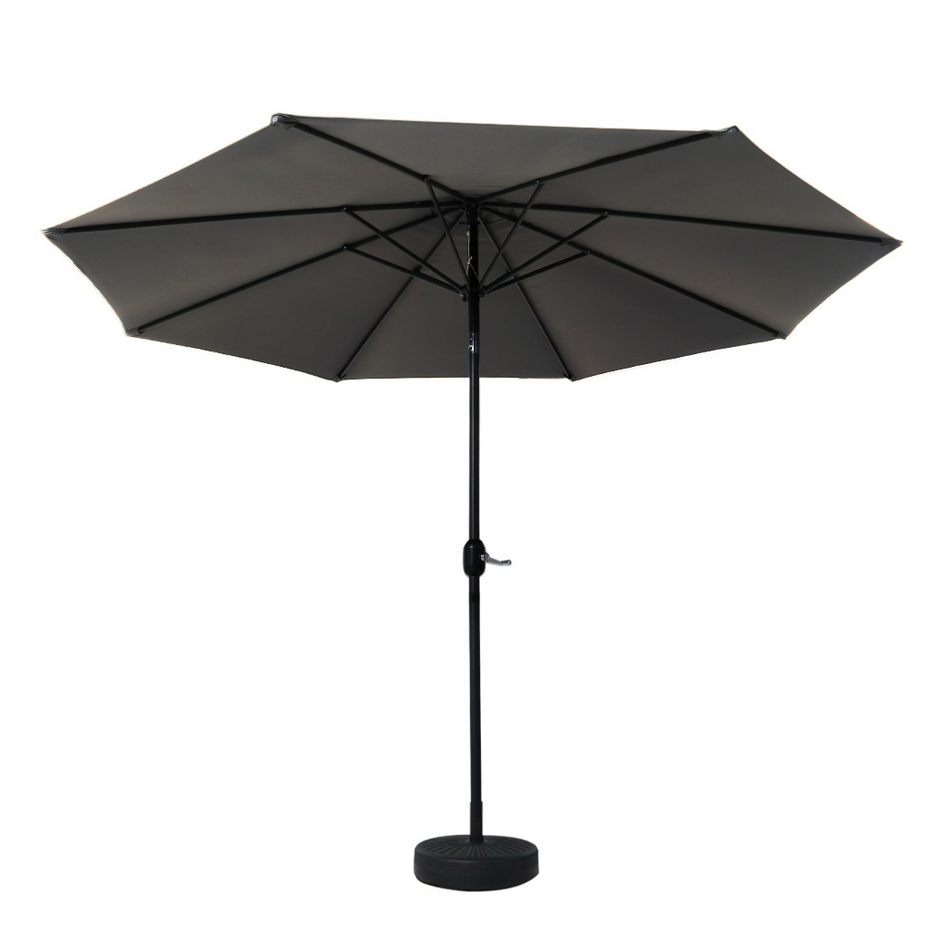 Instahut Outdoor Umbrella 3m Base Beach Pole Garden Tilt Sun Patio UV Charcoal — image 3