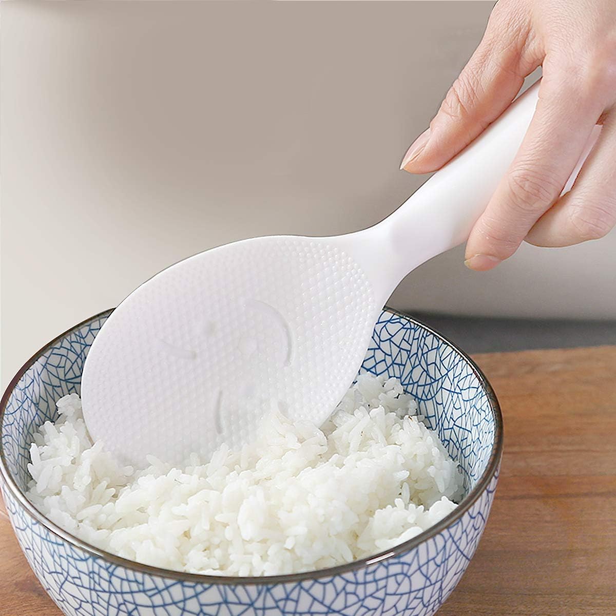 Standing Rice Spoon White Self-Standing Serving Spoon Kitchen Antiscald Rice Paddle — image 2