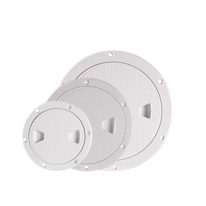 4-Piece Set Marine ABS Deck Access Hatch – Round Screw-In Inspection Port – Waterproof Deck Cover for Yachts and RVs – 143x111mm – White