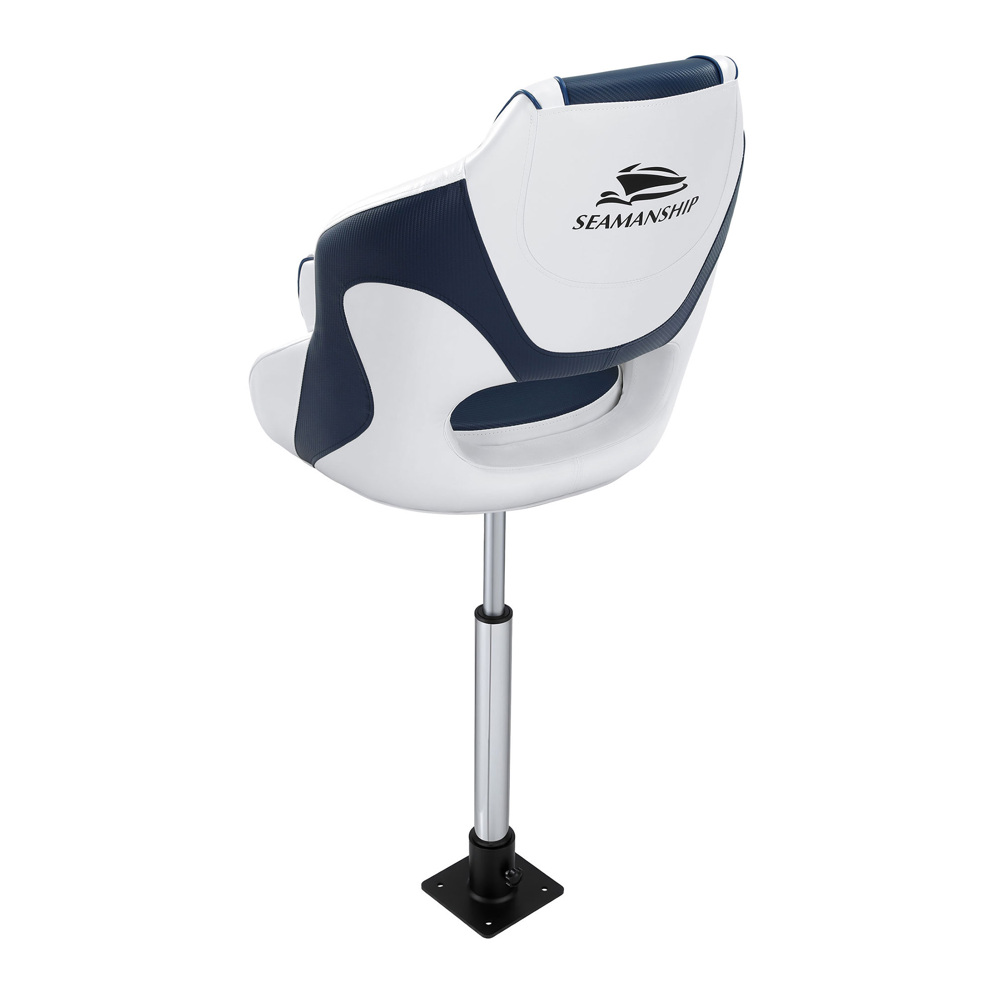 Seamanship Captain Bucket Boat Seats Flip Up Bolster Swivel 15cm Padding with Adjustable Pedestals 55–75cm Blue — image 3
