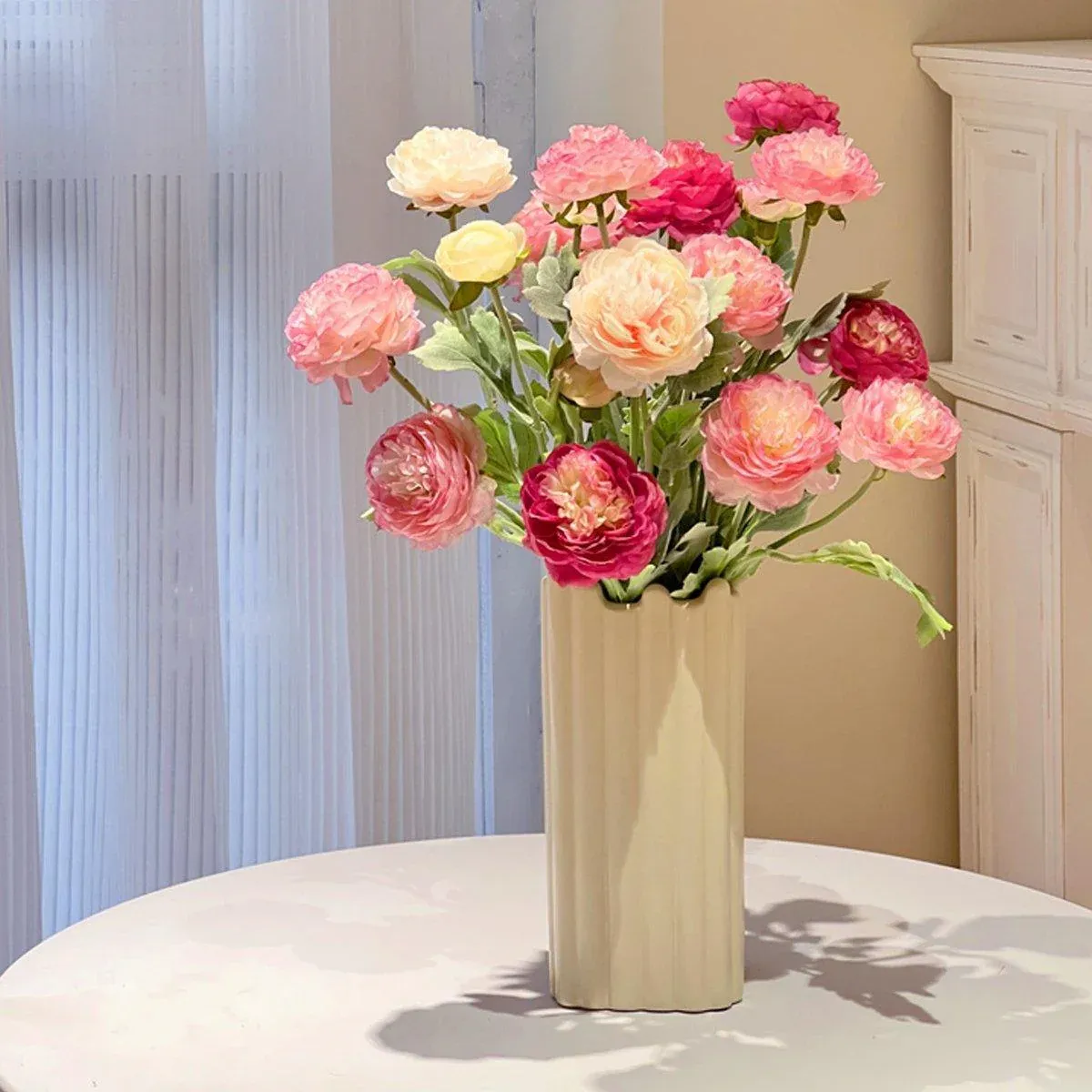5pcs Artificial Peony Silk Flowers Bouquet Decor Faux Floral Arrangements - Purple Red โ image 6