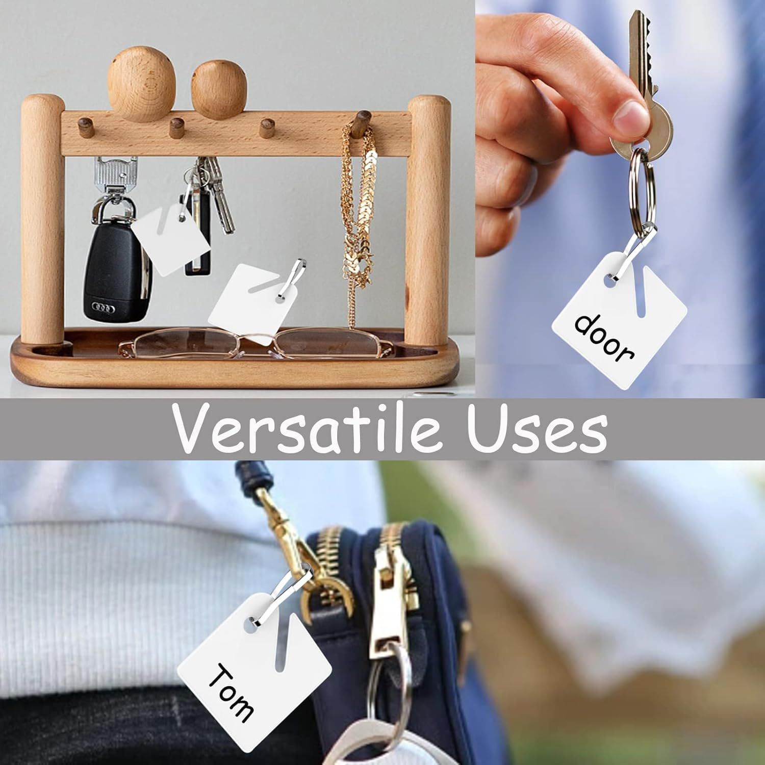 60 Piece Square Plastic Key Tags White, 4 x 3.8 cm โ image 4