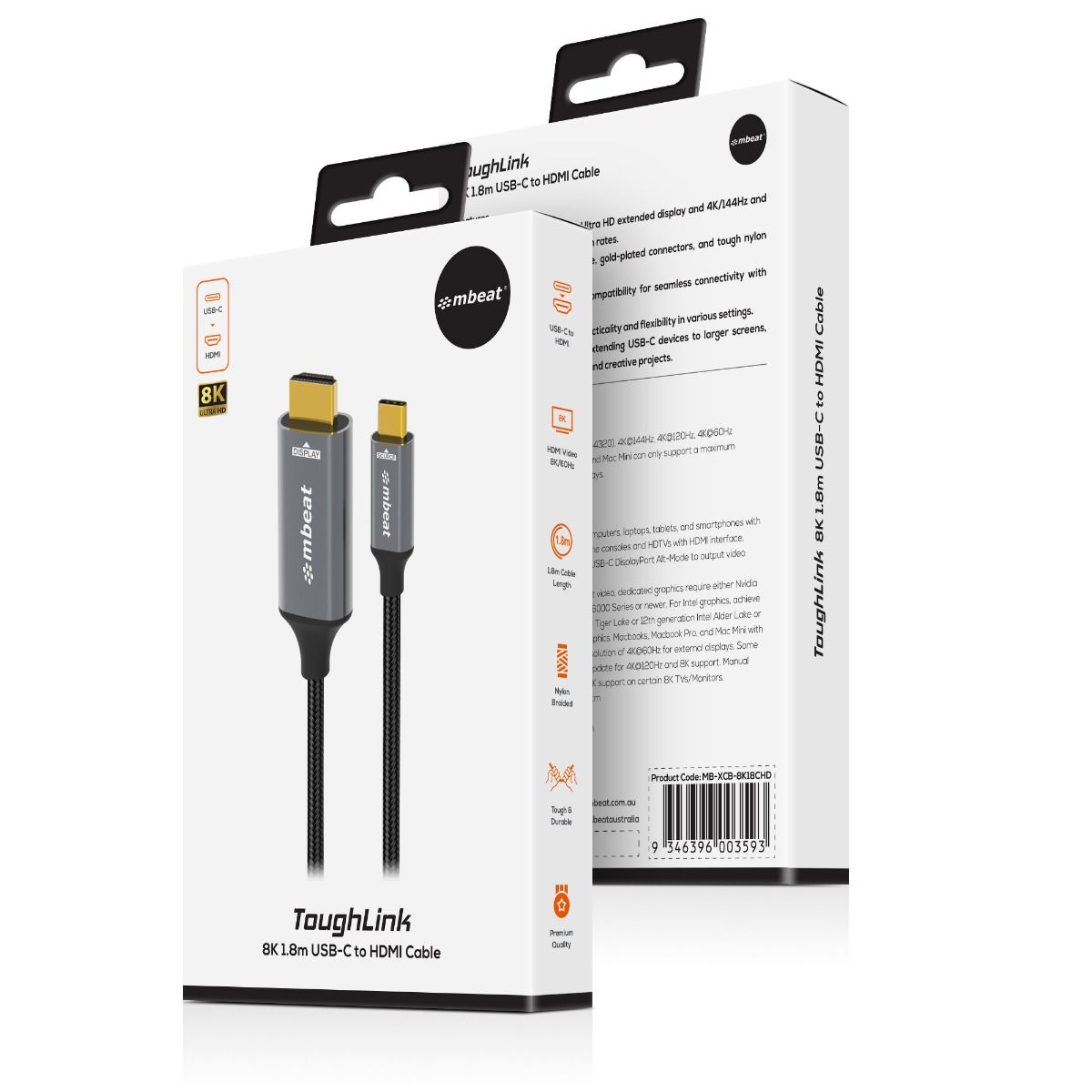 mbeat Tough Link 8K 1.8m USB-C to HDMI Cable — image 6
