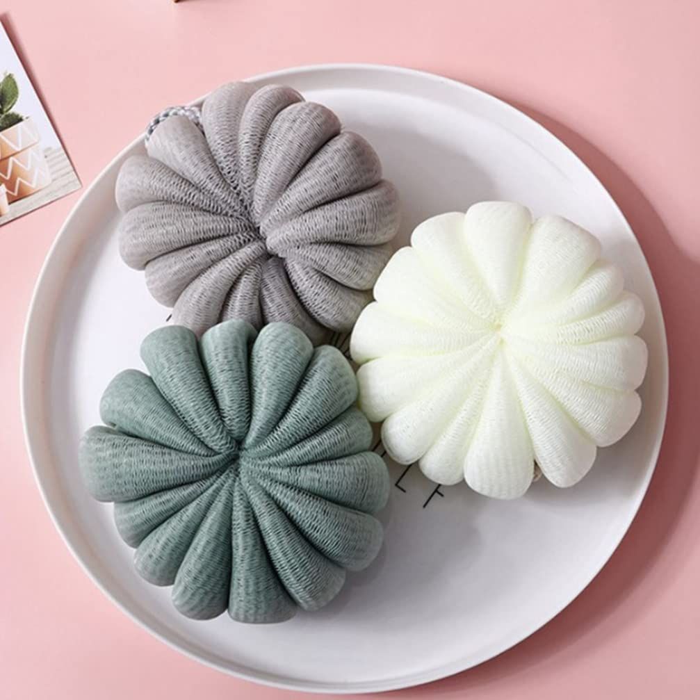 Shower Loofah Balls Bath Sponge Shower Loofah 4Pcs Pumpkin Shower Ball Mesh Pouf for Body Women Men Foaming Making Bath Sponge โ image 5