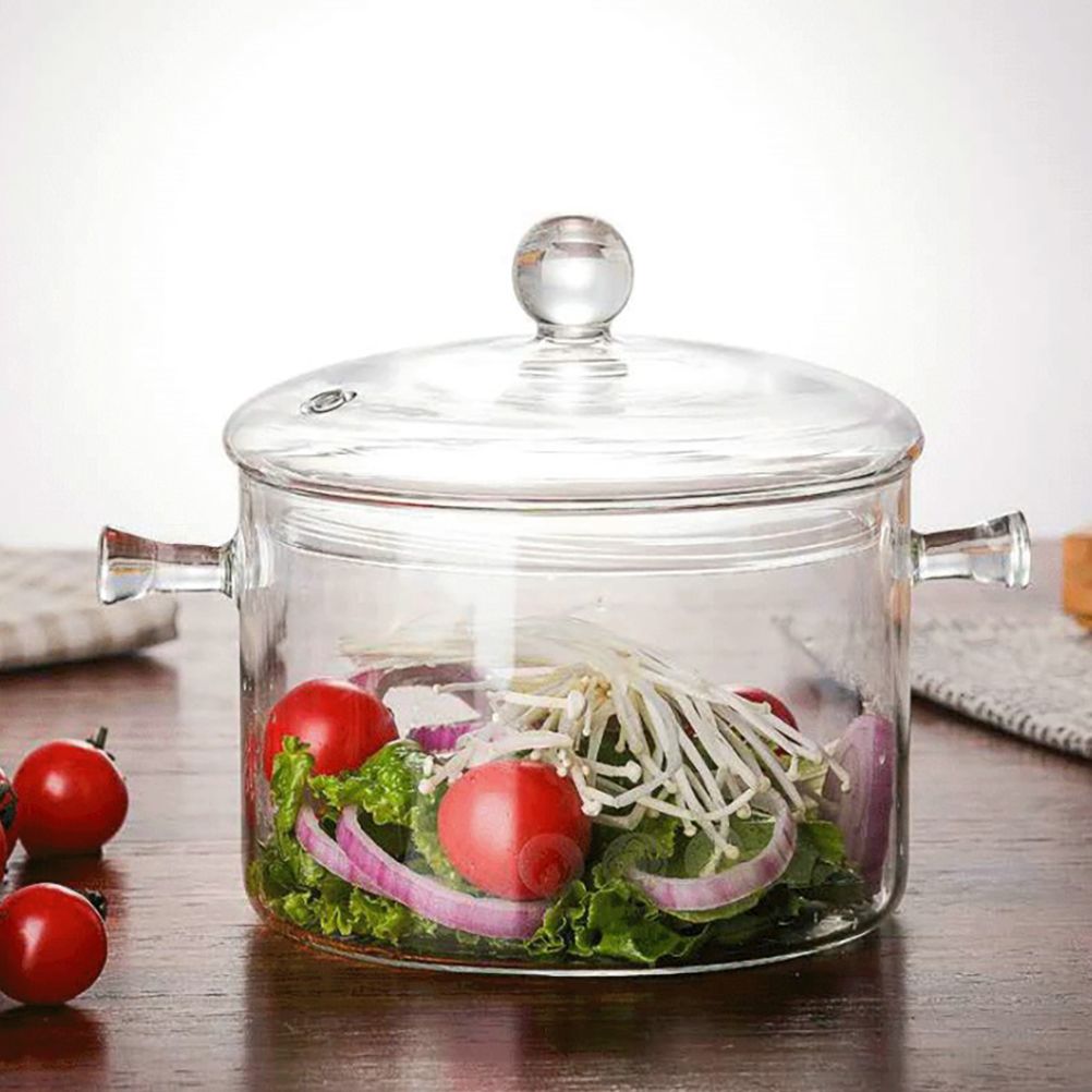 Glass Pasta Noodles Bowls Heat Resistant Glass Cooking Pot with Lid Sauce Pan for Soup Pasta Baby Food โ image 6