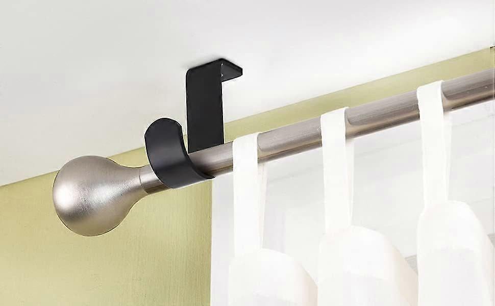 3pcs Metal Curtain Rod Brackets for 25mm Rod, Black Holders — image 5