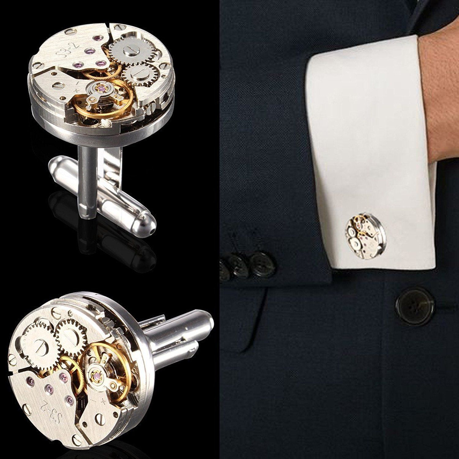 Watch Movement Cufflinks for Mens Shirt For Men/Lover/Friends/Wedding/Anniversaries/Birthdays โ image 3