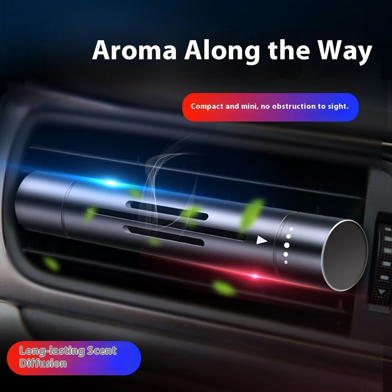 Silver Mini Car Air Vent Perfume Freshener with 6 Scent Refills Aluminum Alloy Aromatherapy — image 2
