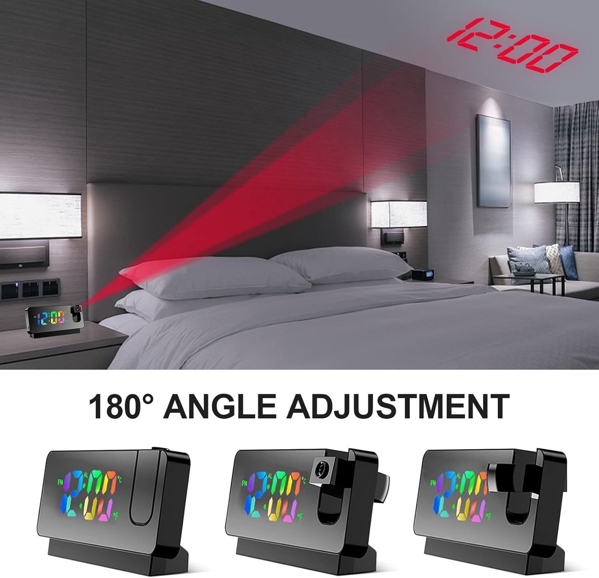 Wekker - Projection Alarm Clock - Digital Alarm Clock - Wekker Children's Alarm Clock - LED Mirror Alarm Clock - Wekker with Projection - Projection Alarm — image 5