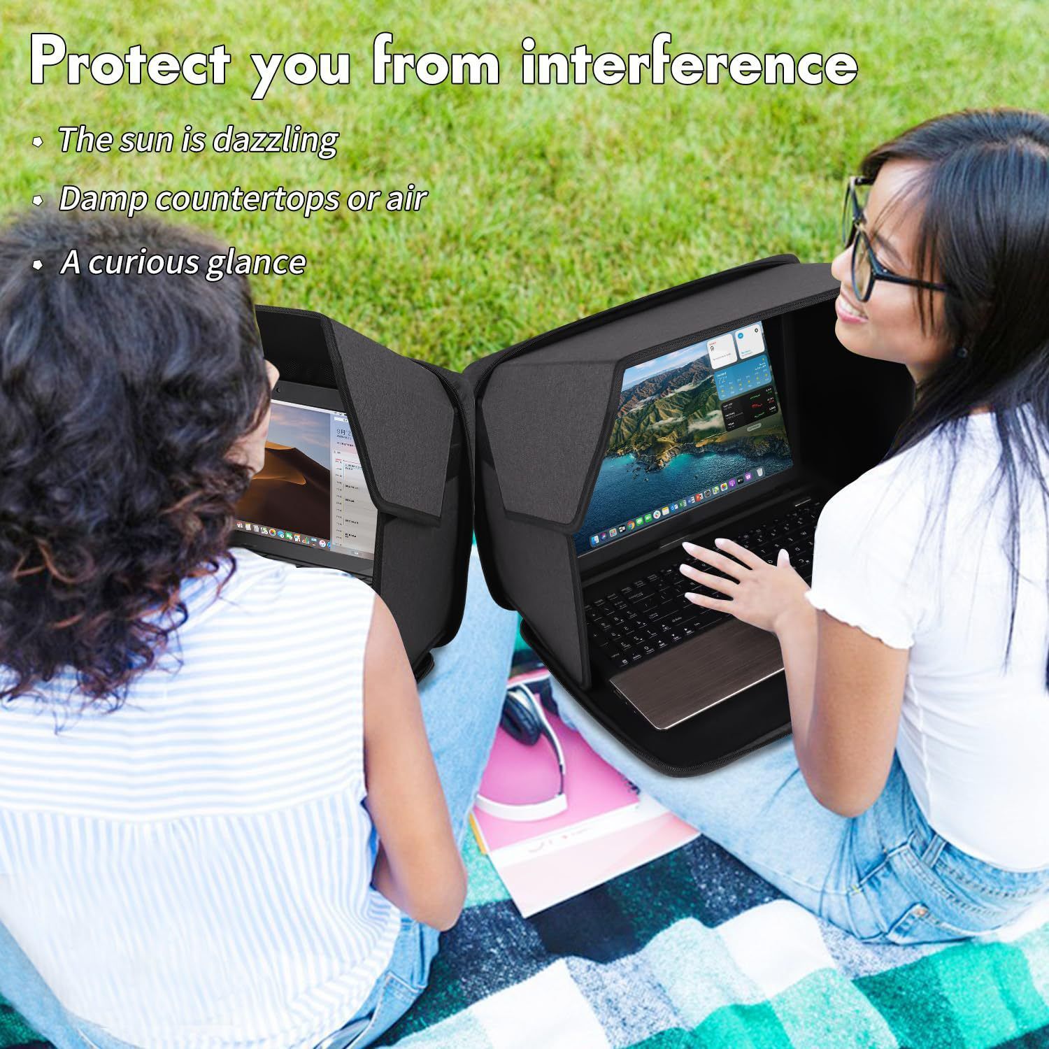 Laptop Sun Shade,Lightweight Laptop Sun Glare Shield Privacy Cover for Working Outside,Computer Privacy Hood Foldable and Portable Shield Cover Computer Hood โ image 3
