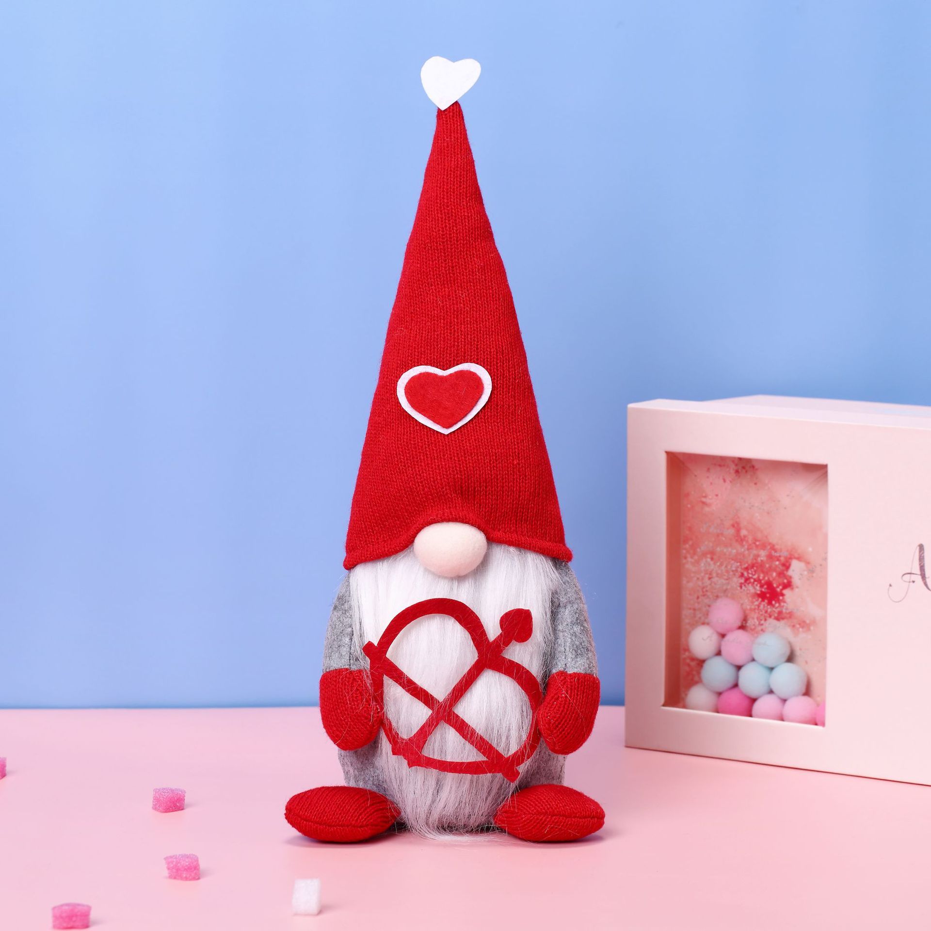 2PCS Gnome Plush Doll Decorations Faceless Doll Handmade Valentine Gnome Decor Mr & Mrs Stuffed Gnomes Plush Doll Ornaments — image 4