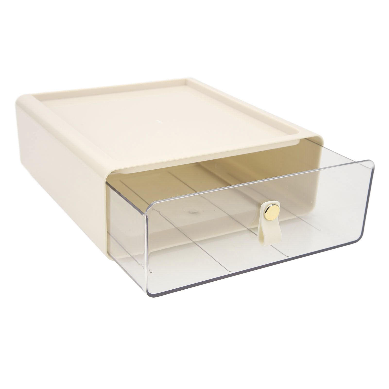 Clear Drawer Storage Box Large Capacity Desktop Drawer Storage Container Organizer for Office Cream Color — image 6