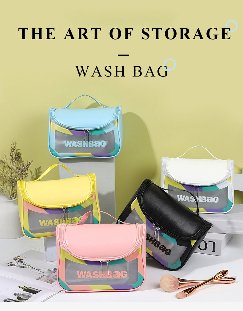 PVC Transparent Cosmetic Bag, Waterproof Portable Travel Organizer with Handle(Green) โ image 4