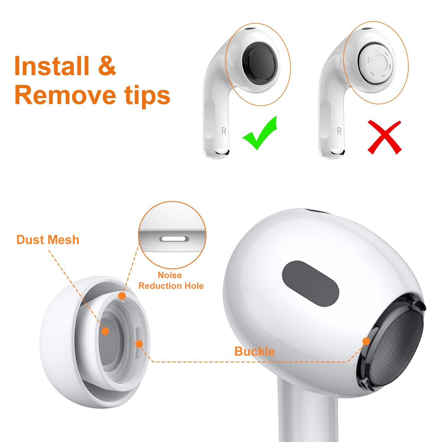 Replacement Ear Tips Accessory Silicon and Memory Foam Ear Buds Tips with Storage Box (White 6 Pair Memory Foam) β image 4