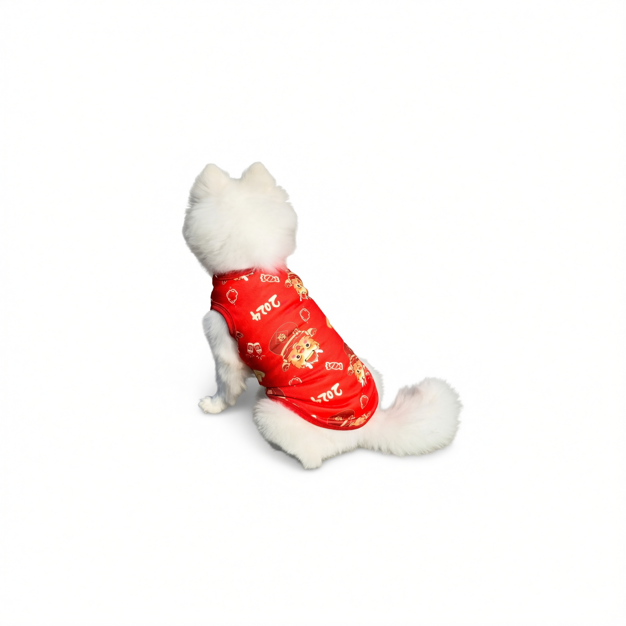 Winter Dog Vest Polyester Fleece Lined Cartoon Print Get rich [plus velvet and thickening] Xs bust 30cm, back length 20cm [recommended 0.5-1.0kg ] — image 3