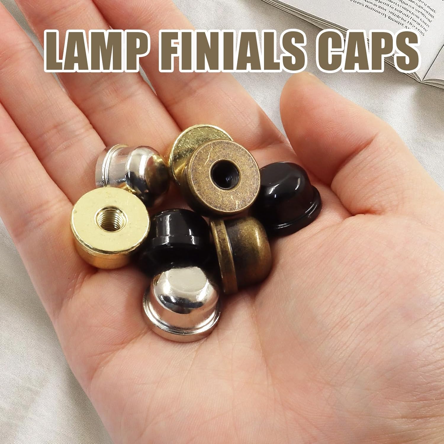 Biaungdo 8 Pack Metal Lamp Finial Cap Knob, Lamp Shade Screw Cap Top Lamps Decoration for Lamps Shade Holder, 1/4-27 Inch, 4 Colors — image 4