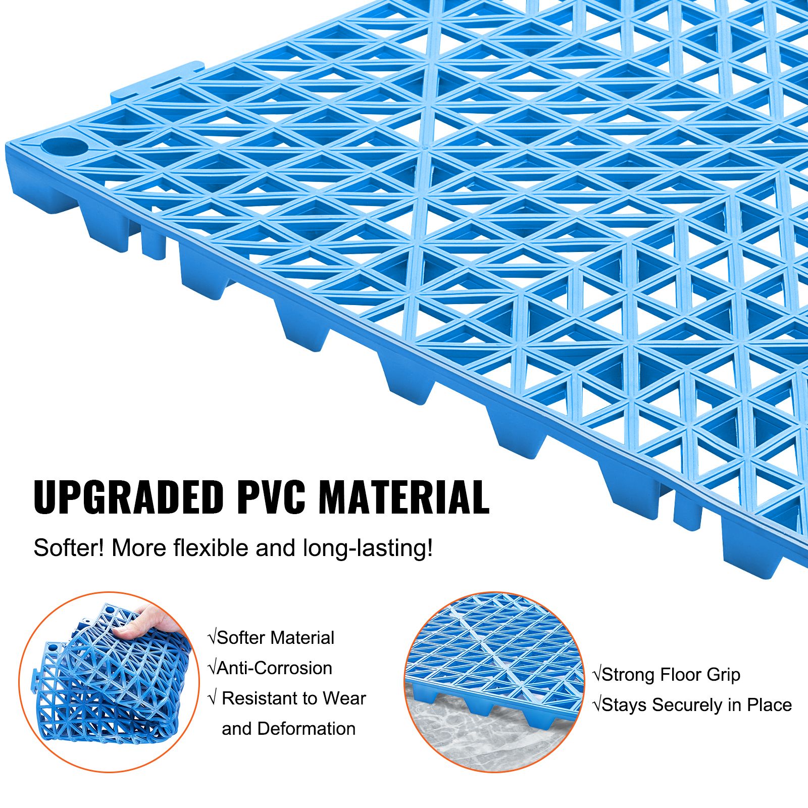 Modular Interlocking Cushion, 55 Pack 30 x 30 cm Splicing Drainage Mats, Soft PVC Interlocking Drainage Floor Tiles, Non-Slip Drainage Holes for Restroom โ image 3