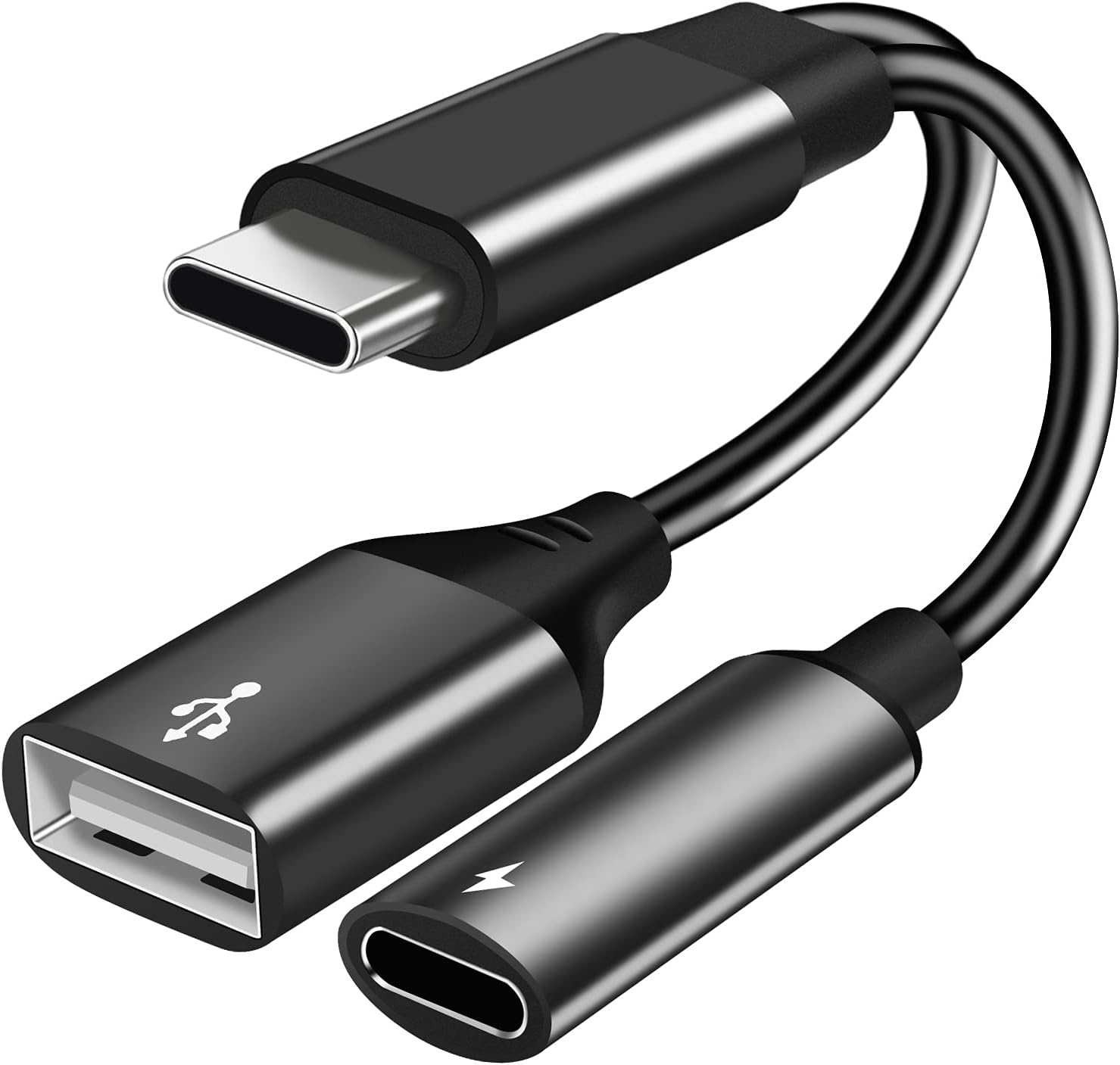 USB C OTG Adapter, 2 in 1 USB C Male to USB Female with 60W PD Charging Port Adapter Compatible with Galaxy S23 S22 Note 20, LG V40 V30, Google Pixel 6