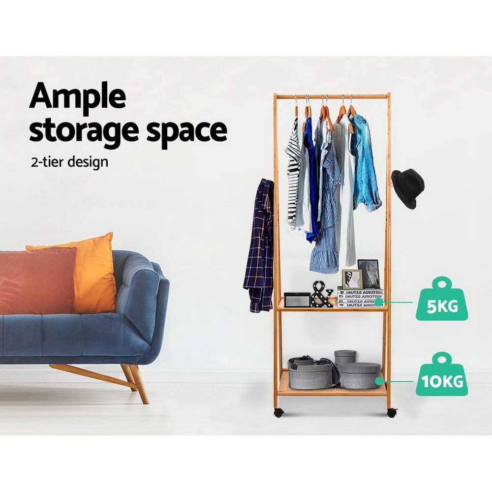 Artiss Clothes Rack Airer Coat Stand 165x59cm Wheels โ image 6