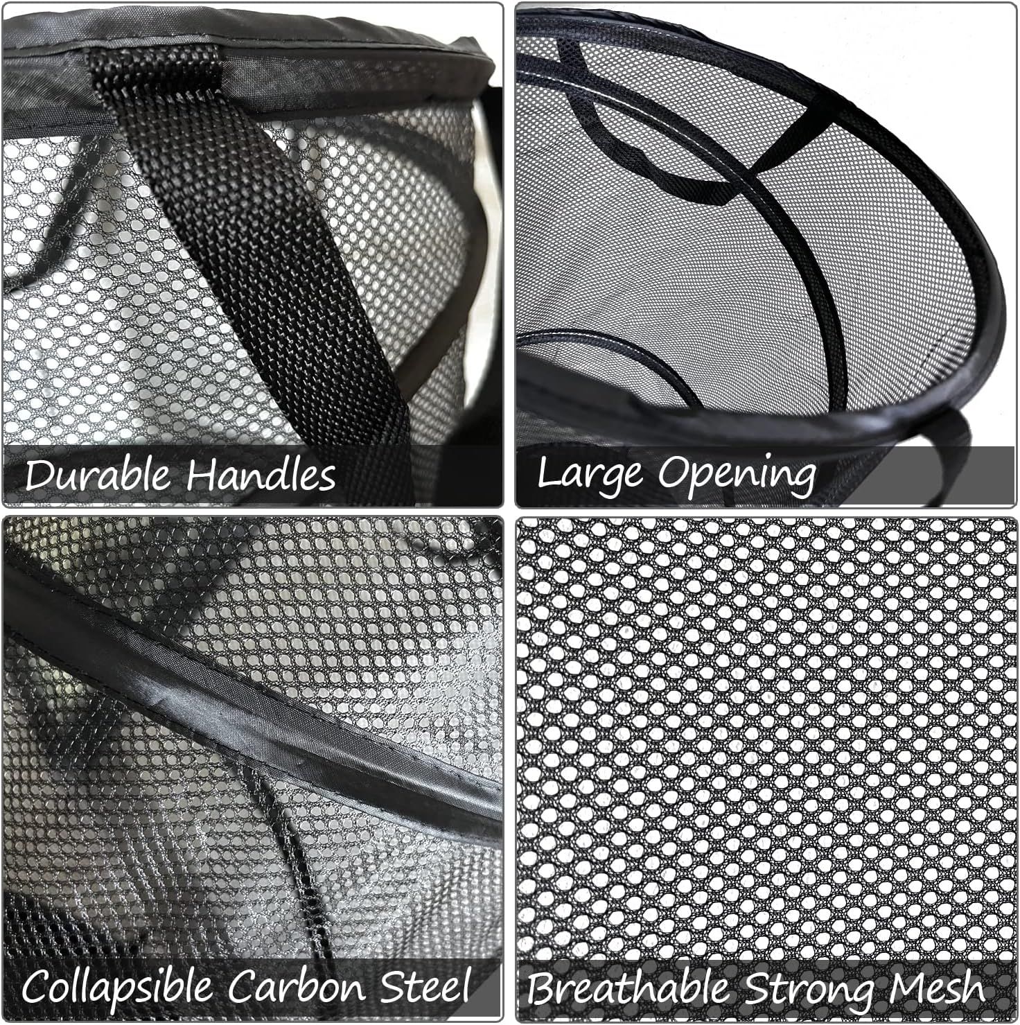 Collapsible Laundry Basket Foldable Mesh Pop Up Hamper with Handles for Laundry Room, Bathroom, Kids Room, College Dorm, Travel, Storage Organizer Black — image 3
