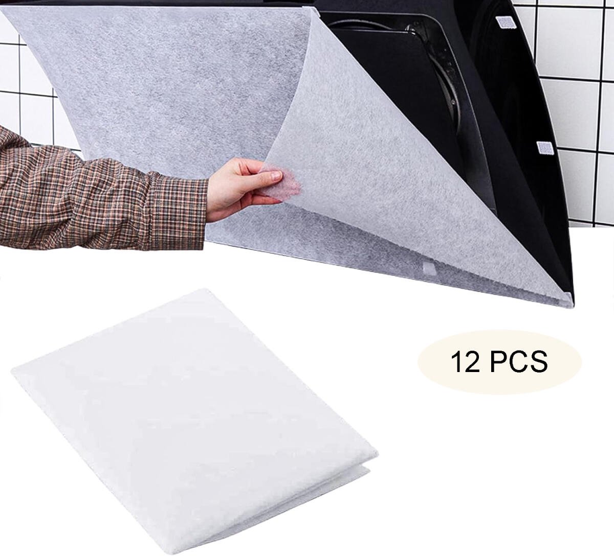 12 pieces - Range Hood Oil Filter Paper - oil-absorbing paper for range hoods - filter paper for range hoods - non-woven extractor fan filters - kitchen grease