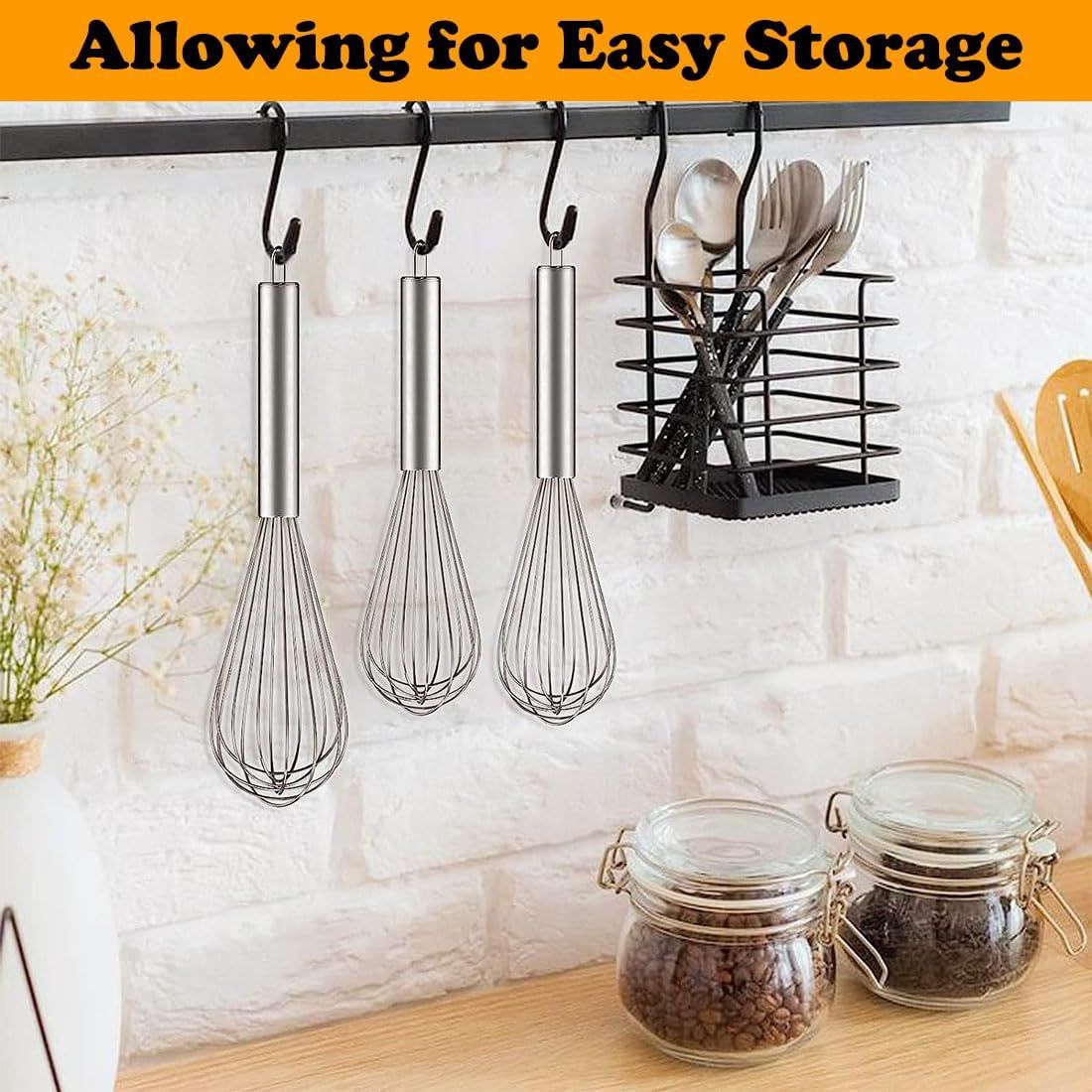 Stainless Steel Whisk Set, 3 Packs Balloon Whisk for Cooking, Whisking, Blending (8",10",12") — image 2
