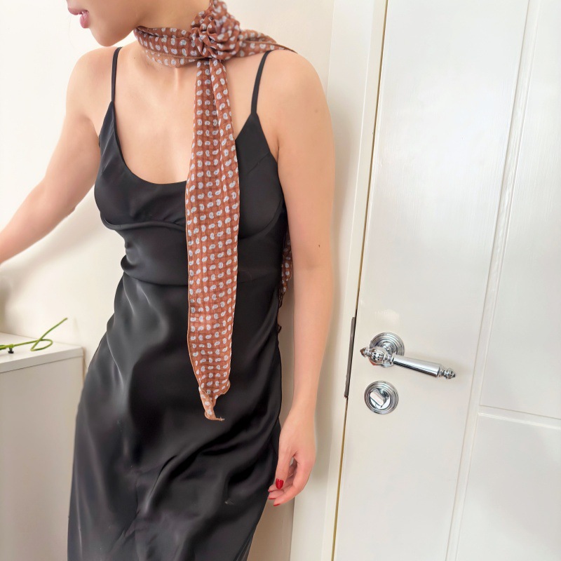 2 Pcs White Clover Pattern Rose Flower Thin Scarf – Elegant and Versatile Neck Wrap for Women — image 5