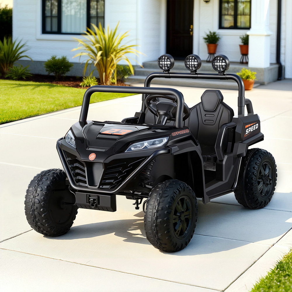 Rigo Kids Ride On Car Electric Toys Cars Headlight Music Remote Control Black