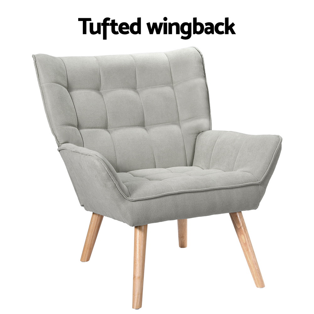 Artiss Armchair Lounge Chair Accent Chairs Sofa Linen Fabric Cushion Seat Grey โ image 4
