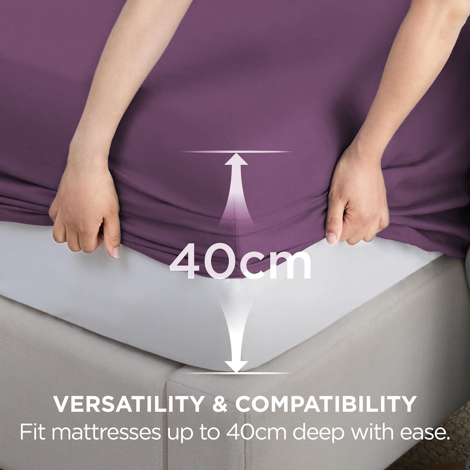 2000TC Hotel Quality Fitted Sheets - 2 Piece Fitted Sheets -Breathable Bedding - Wrinkle, Fade, Stain Resistant- 16inch/40cm Deep Pocket Fitted Bed — image 3