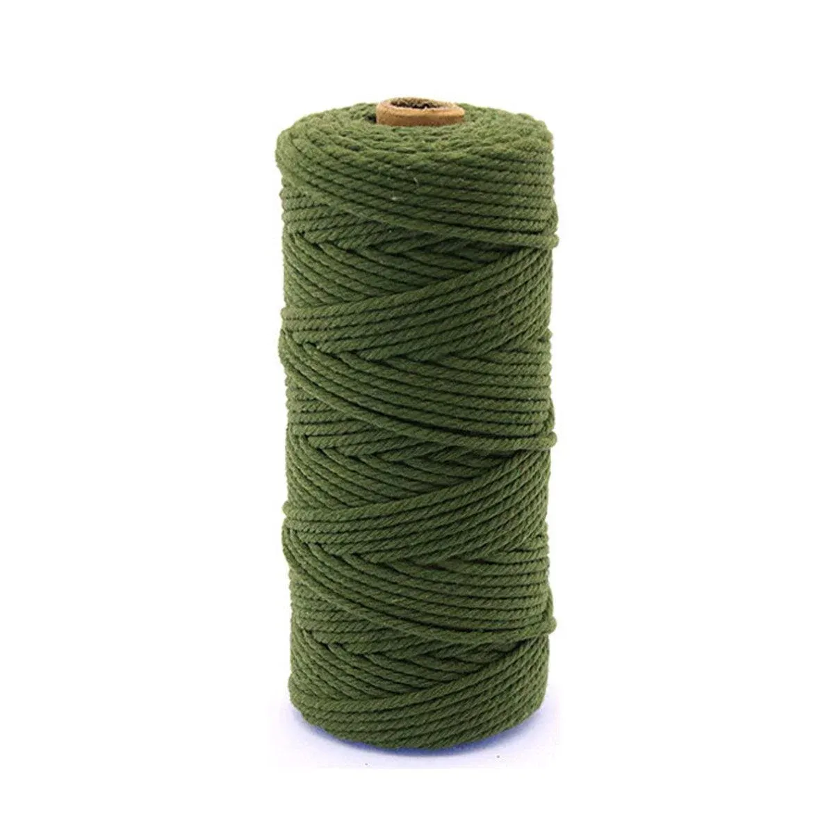 3mm Colored Cotton Rope DIY Hand Woven Macrame Cord Tapestry Binding Craft Rope - Military Green