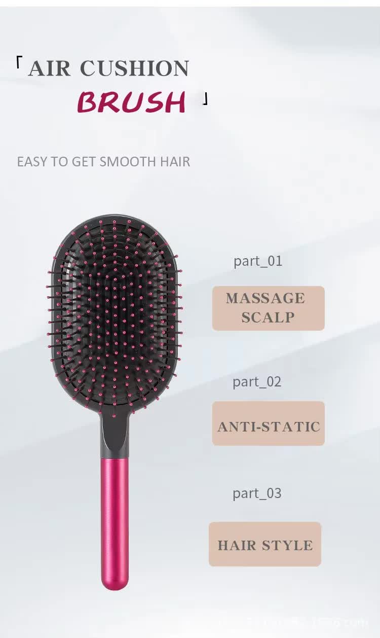 Blue Air Cushion Massage Paddle Brush & Wide Tooth Comb Set - Gentle Detangling for All Hair Types — image 6