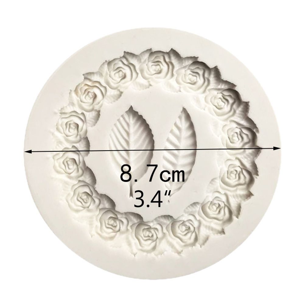 Rose Wreath with Leaves Fondant Mold DIY Silicone Molds for Wedding Valentine Party Baking Decoration — image 2