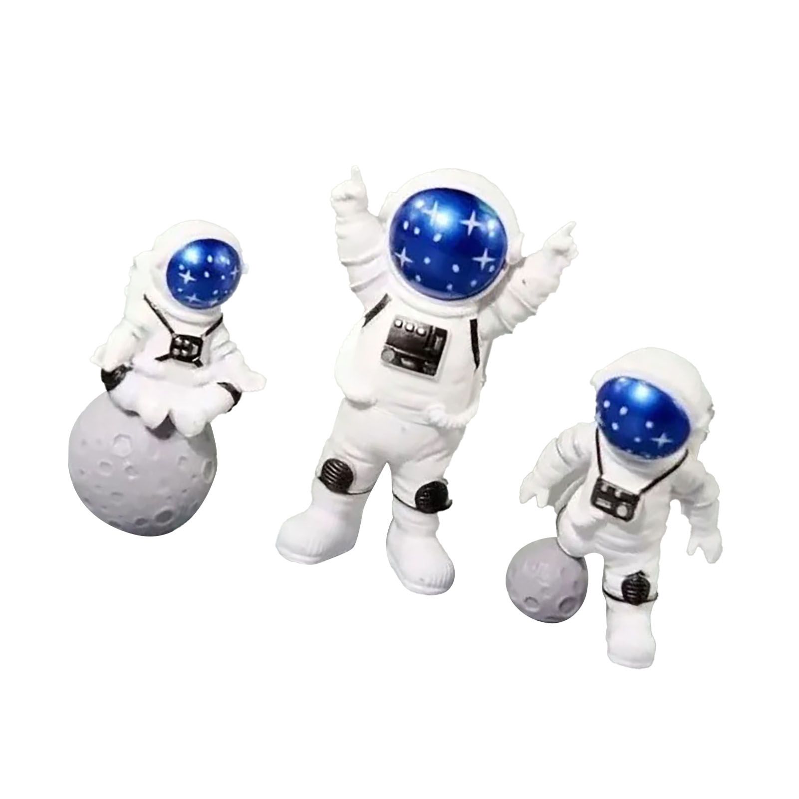 3 Piece Astronaut Figurines Cute Nordic Style PVC Spaceman Desk Decor for Cake Decoration Kids Room Bedroom Bookshelf — image 2