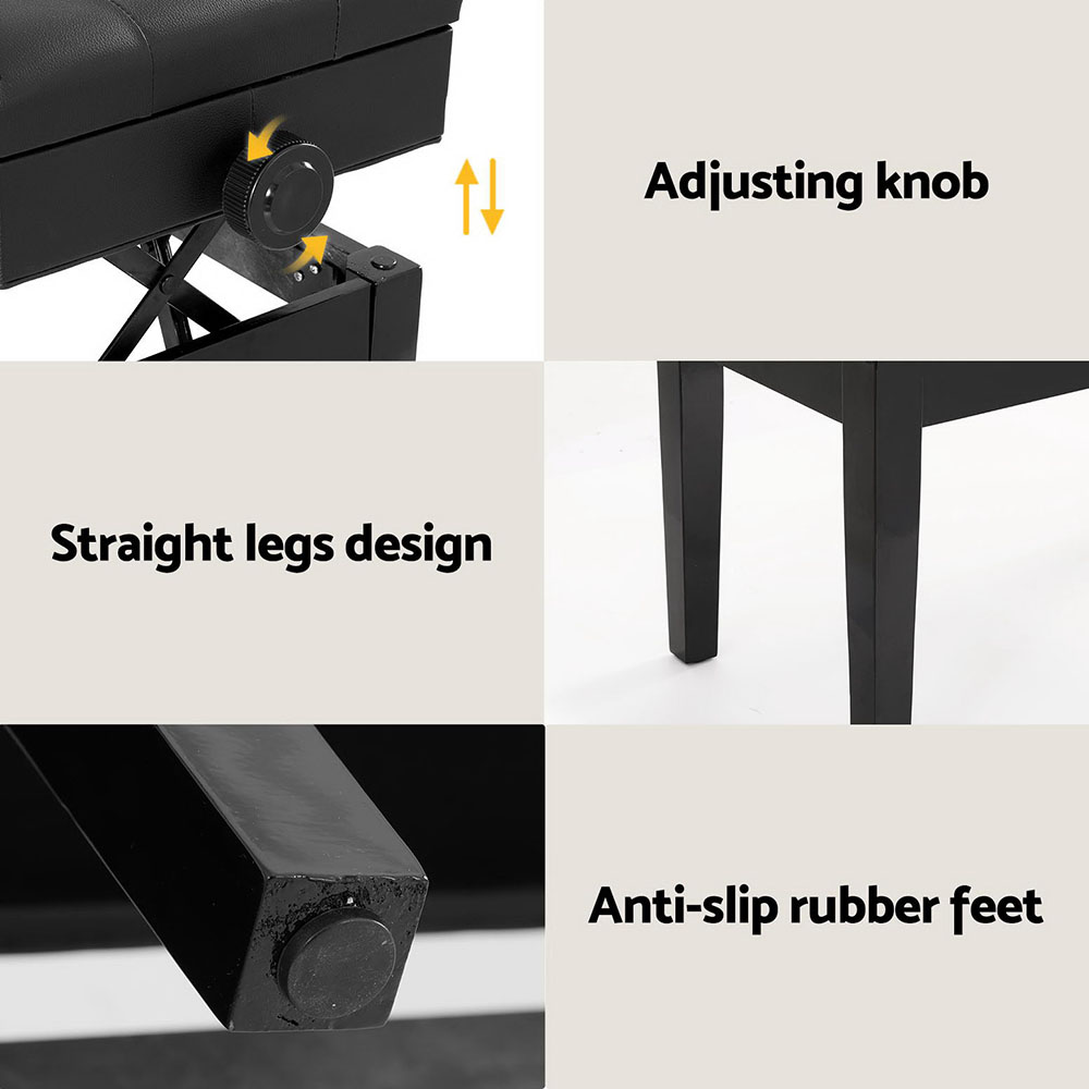 Alpha Piano Bench Stool Adjustable Height Keyboard Seat โ image 6