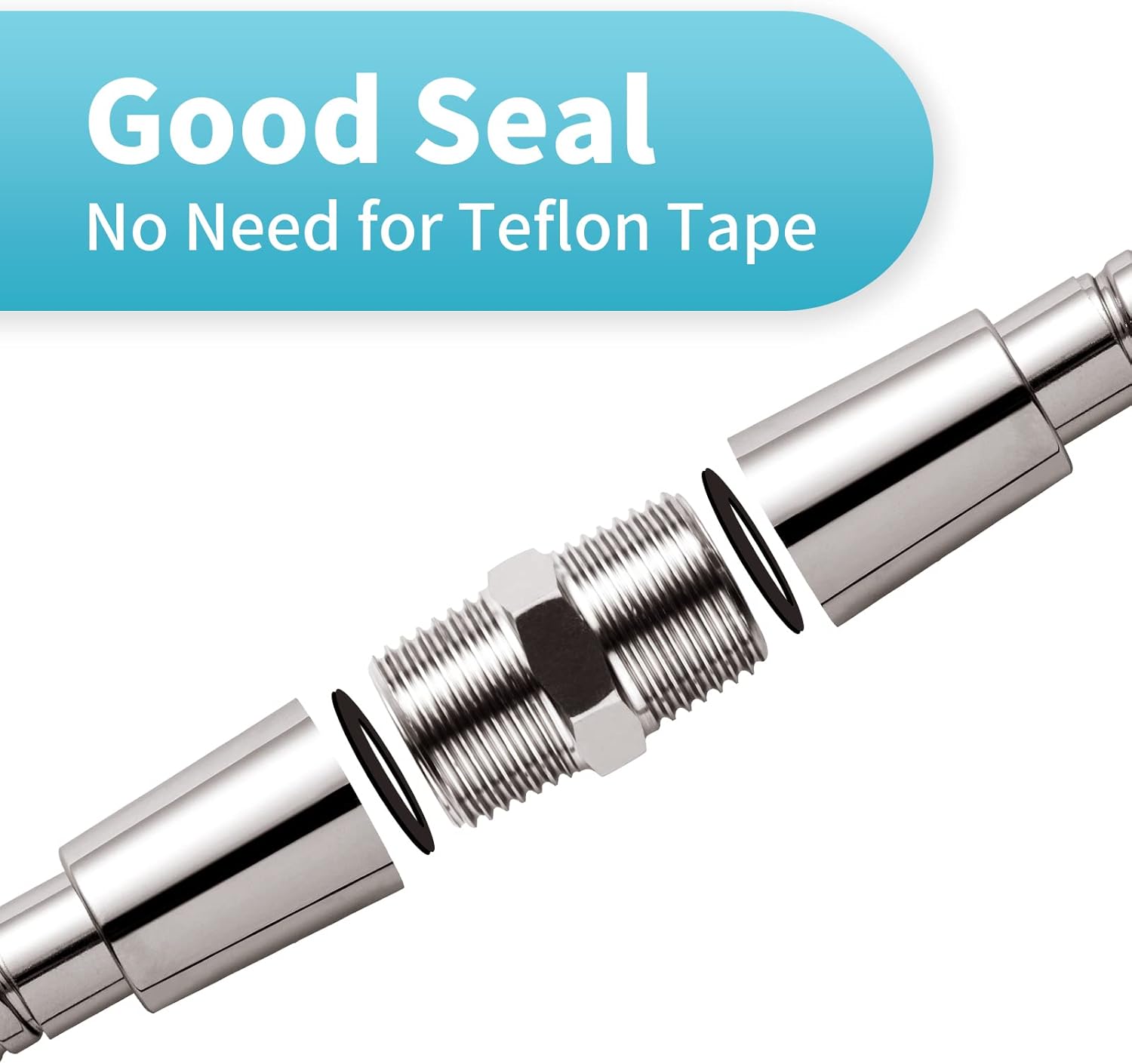 Shower Hose Extension Connector, 1/2 to 1/2 Shower Hose Extender Fitting Extra Long Joint, Used to Connect Two Hoses, Solid Stainless Steel, 1 PCS — image 3