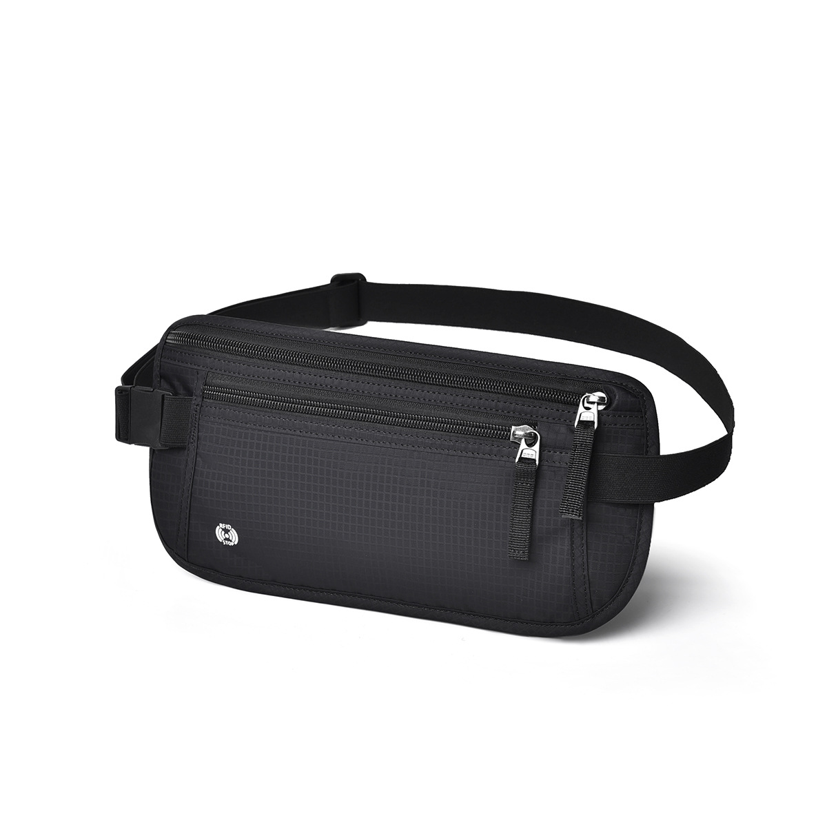 Black(Gray Zipper) Nylon Travel Waist Pack - Waterproof, RFID Blocking, Lightweight โ image 5
