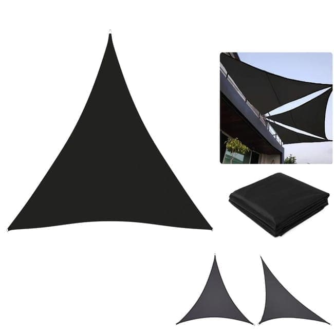 5x5x5m Waterproof Outdoor Triangular Sun Sail UV Protective Shade Net for Camping Garden and Pool, Dark Yellow — image 2