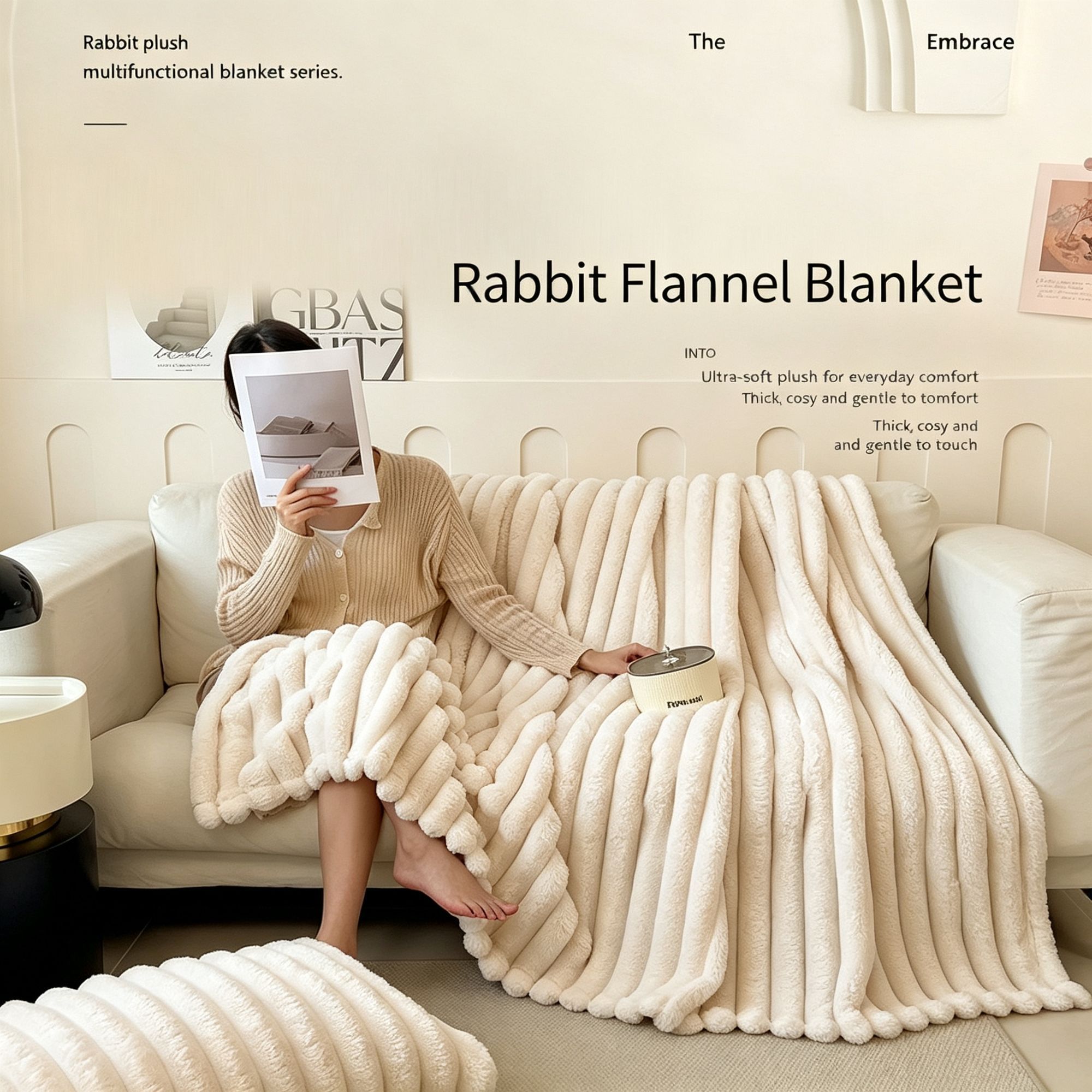 Thickened Rabbit Fleece Standard Blanket Soft Milk Fleece Office Home Nap Throw Caramel 150 × 200cm Ideal Christmas Gift — image 2