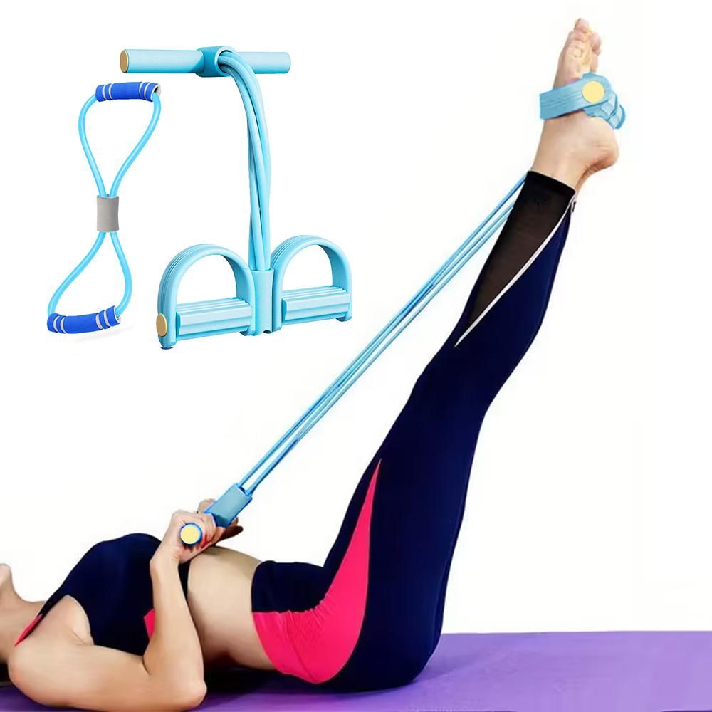 6 Tube Pedal Ankle Puller Fitness Exercise Rope with 8 Shape Resistance Band - Blue — image 6
