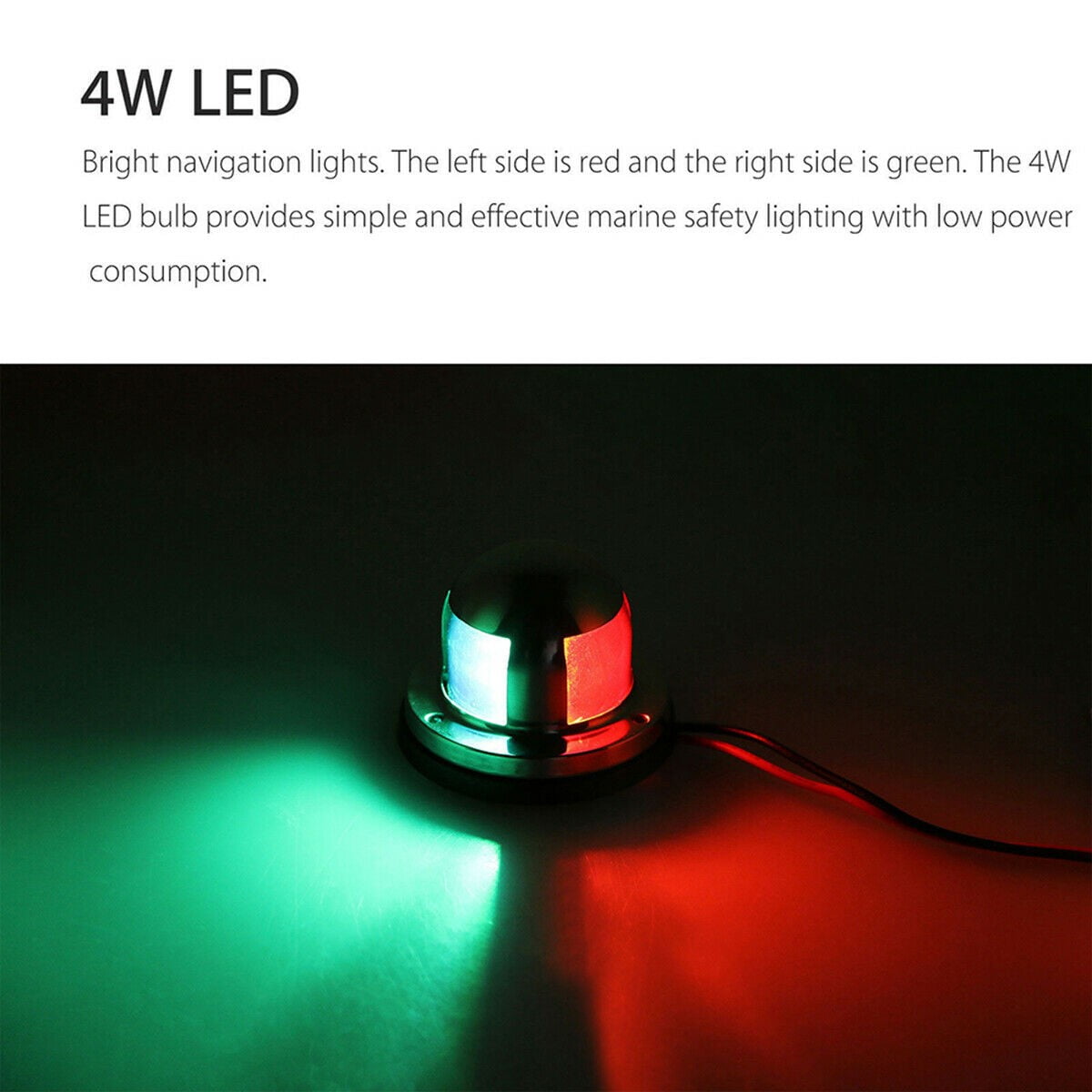 12V Led Marine Navigation Light 2 In 1 Bow Light For Boats Yachts Pontoons Stainless Steel Waterproof Ip65 Red Green Boat Light — image 4