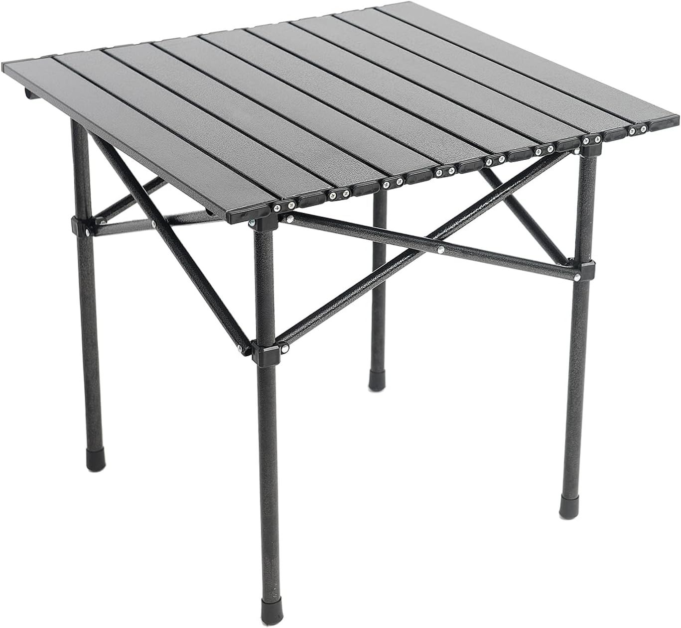 Foldable Aluminium Camping Side Table with Carry Bag, Lightweight Table for Cooking, Hiking, Picnics and BBQs, Black, 53.6 x 51.1 x 50 cm