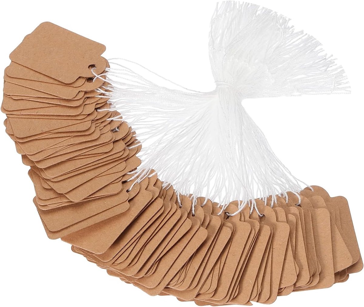 300 pcs - Price tags Hang Tags with String - 15 x 25 mm - Hangtag - Tags - Brown - Kraft Cardboard Labels - Labels