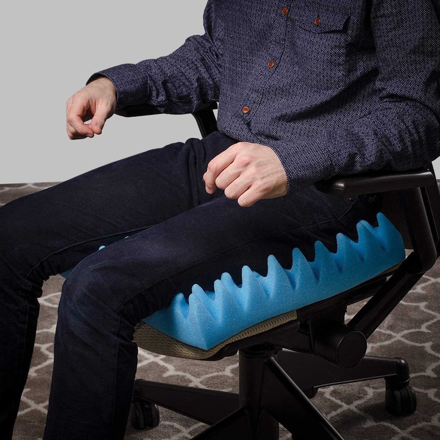 Egg Crate Foam Seat Cushion for Back Pain and Sciatica Relief, Chair Car Seat Office Wheelchair Pad, 19x19x3 Inch Blue โ image 6