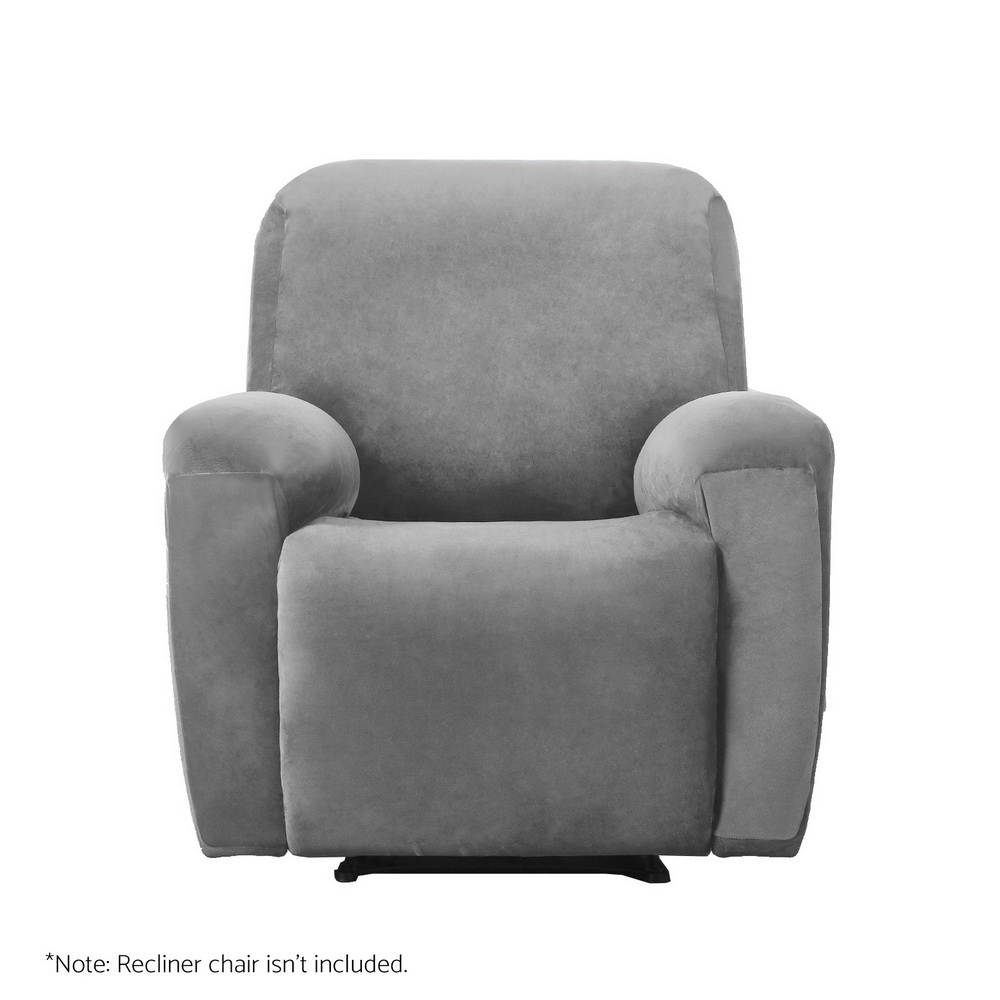 Artiss Recliner Chair Covers 1 Seater Velvet Grey โ image 3