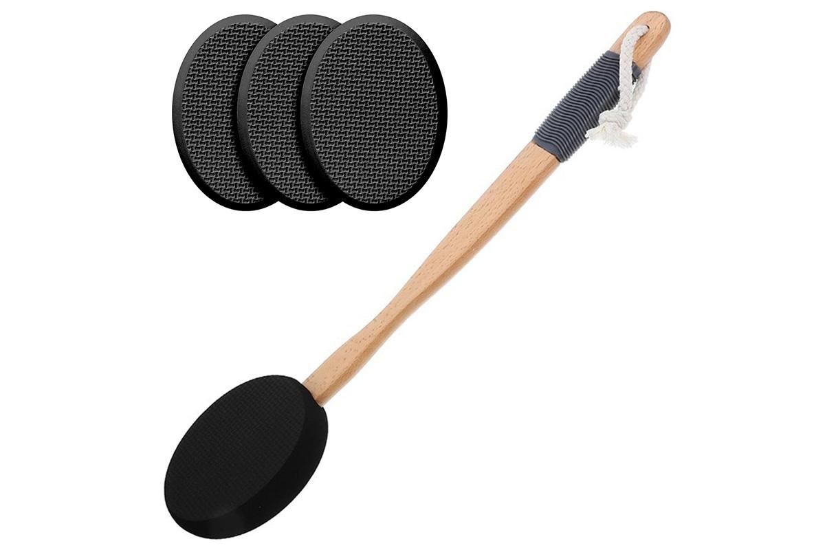 Back and Foot Lotion Applicator with 4 Replacement Pads Sunscreen Applicator Tool - Black — image 3