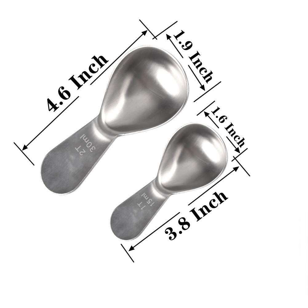 Coffee Scoop, Pack of 2 Stainless Steel Coffee Scoop (15ML and 30ML) Exact Measuring Spoon for Coffee, Flour, Sugar — image 3