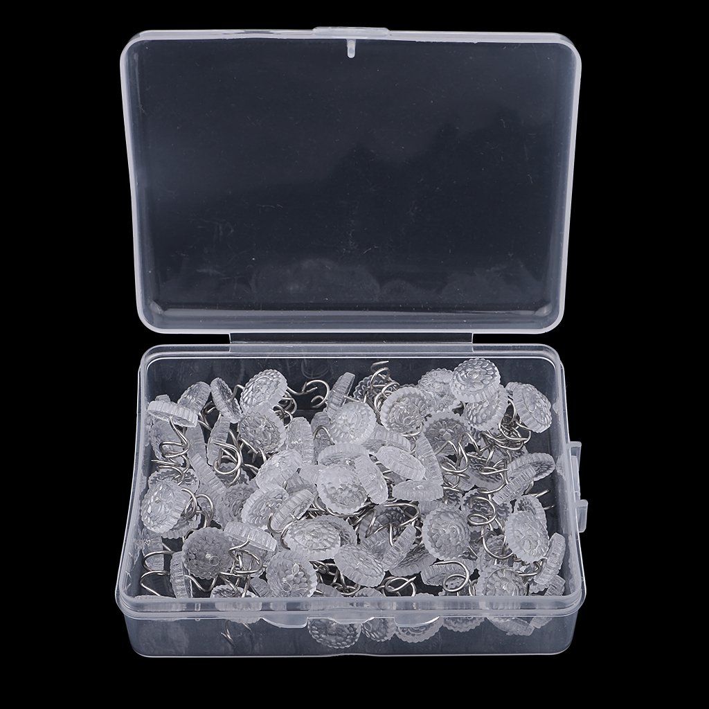 100 Pieces Clear Round Head Upholstery Spiral Nail Studs, Furniture Sofa Tack Pins and Fasteners — image 2