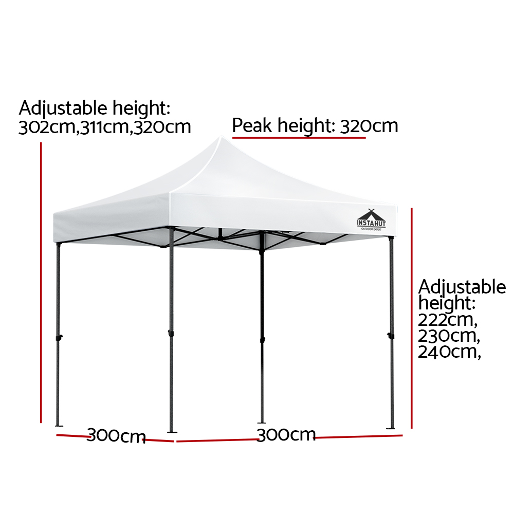 Instahut Gazebo Pop Up Marquee 3x3 Folding Tent Outdoor Camping 500D Oxford โ image 2