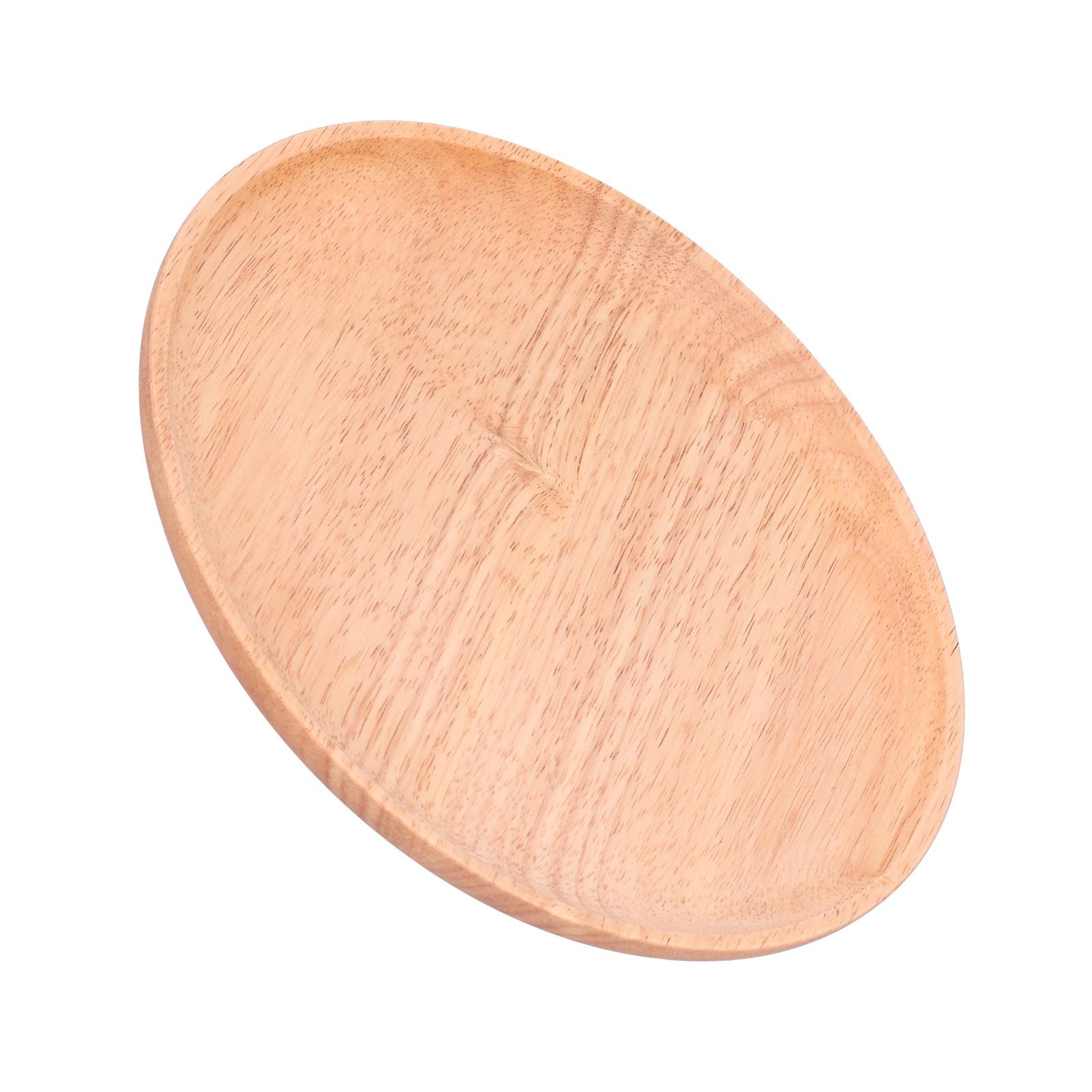 Rubber Wood Dinner Plate Round Tea Serving Tray Fruit Snack Tray Food Storage Plate24cm — image 6